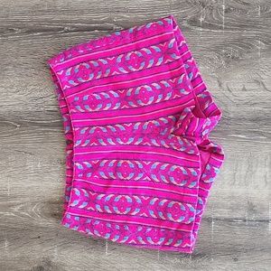 Bethany Mota Pink High Waisted Rise Shorts Boho Bohemian Southwestern Woven 0